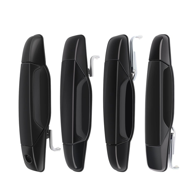 MNJWS Exterior Black Door Handle - Compatible with 2007-2013 Chevy Silverado, Suburban, Tahoe, Avalanche, GMC Sierra, Yukon, Cadillac Escalade Pickup Truck SUV - 4 PCS Front Rear Driver & Passenger Side - Image 1